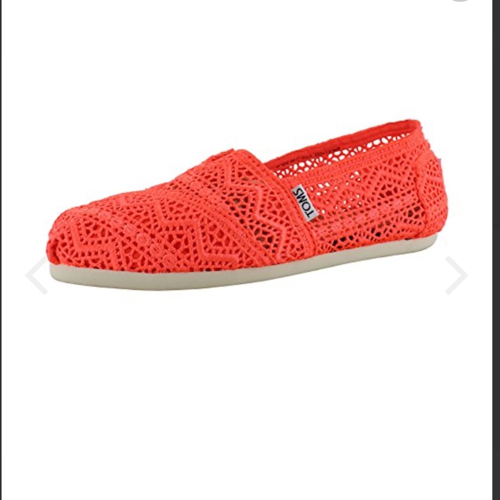 NIB Neon Coral Crochet Toms